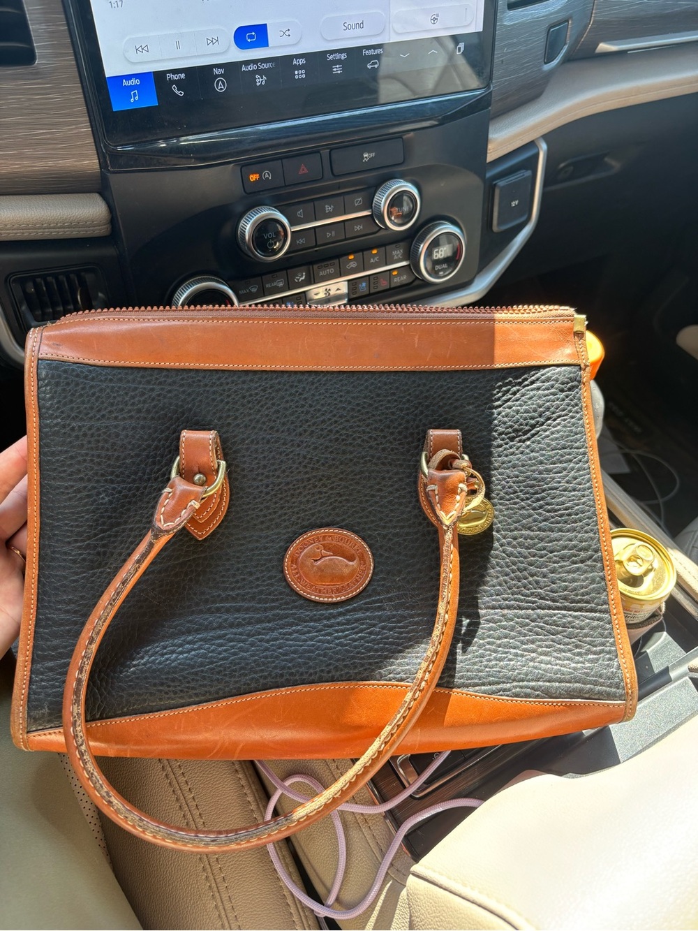 Dooney&Bourke Classic Two-Tone Black and Brown Leather purse - Women's Bag